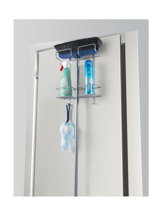 Metaltex Broomy Επιτοίχια Ραφιέρα Μπάνιου Μεταλλική 30x12x46cm Ασημί