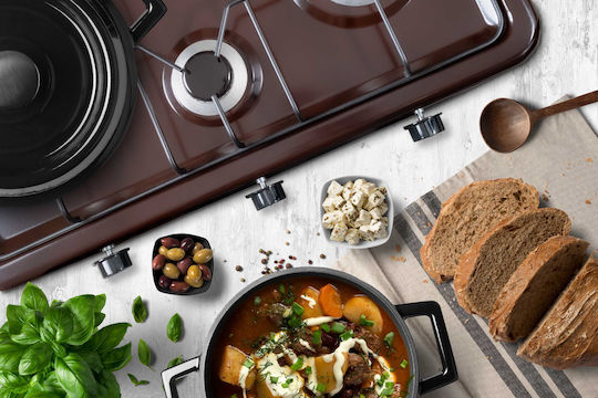 Promis KG400C Brown Επιτραπέζια Εστία Υγραερίου με 4 Εστίες Καφέ
