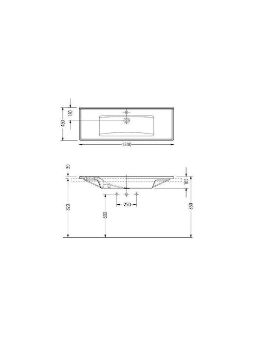 Martin Slim 120 Ένθετος Νιπτήρας Πορσελάνης 120x46x16.5cm Γυαλιστερή Πορσελάνη
