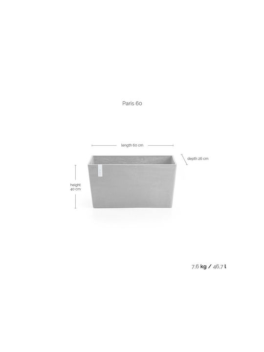 Ecopots Paris Ζαρντινιέρα Πλαστική White Grey 60x26x40εκ.