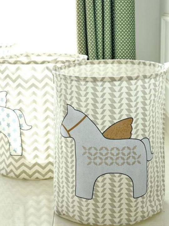Next Pegasus Pattern Laundry Basket Fabric Folding 45x45x48cm White