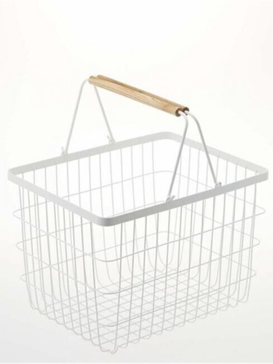 Yamazaki YMZK Laundry Basket Metallic 23L 41.5x31x27cm White