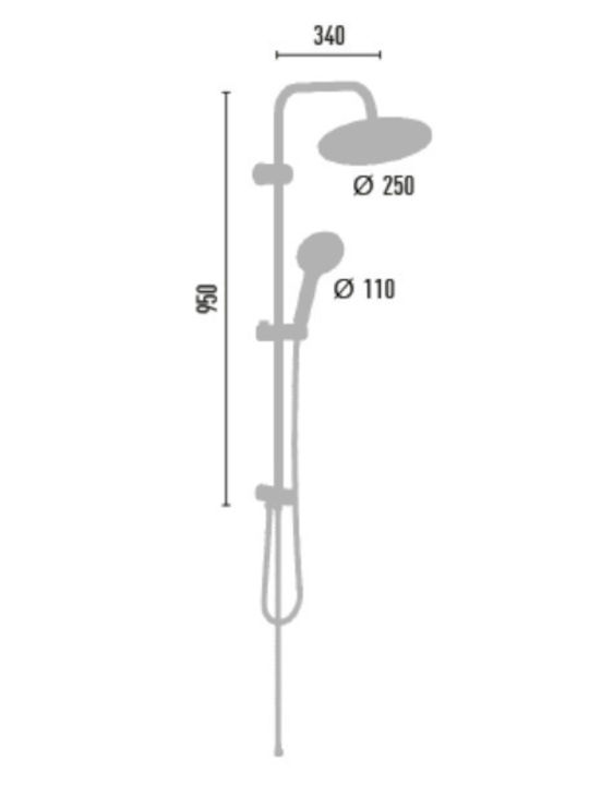 DuscheLine Prestige Icon Duschsäule ohne Armatur 95 cm Schwarz