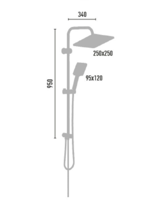 DuscheLine Prestige Pera Coloană de duș fără Baterie 95 cm Aurie