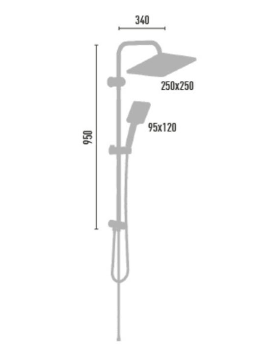 DuscheLine Prestige Pera Στήλη Ντουζ χωρίς Μπαταρία 95 cm Μαύρη