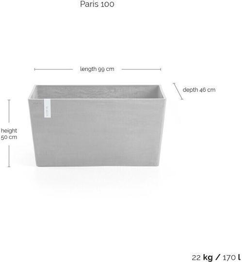 Ecopots Paris Ζαρντινιέρα Πλαστική White Grey 100x46x50εκ.