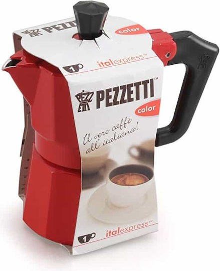 Pezzetti Italexpress Stovetop Espresso Pot for 1Cups Red