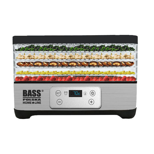 Bass Polska BH10603 Deshidrator De Alimente Cu 5 Rafturi Și Temperatura Reglabilă 35-70°C
