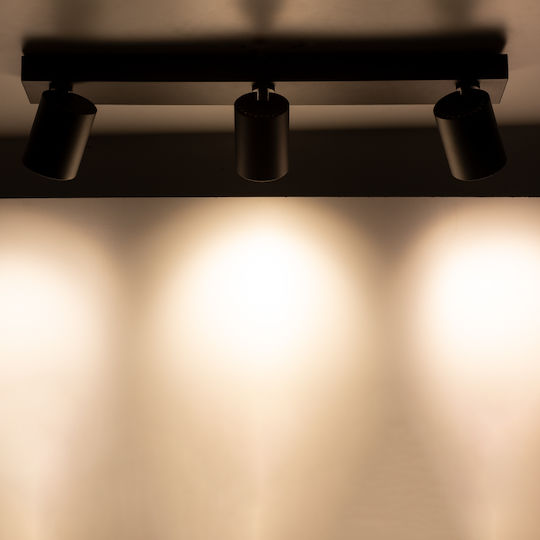 GloboStar Leonardo Triplu LED Alb Natural Spot în Culoare Negru