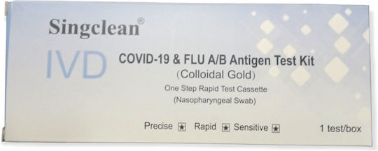 Singclean Ivd Covid-19 & Flu A/B Antigen Kit 5pcs Diagnostic Test for Rapid Detection Antigens with Nasal Sample