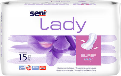 Seni Lady Super Inkontinenz-Pads Erhöhte Flüssigkeit 5 Tropfen 15Stück