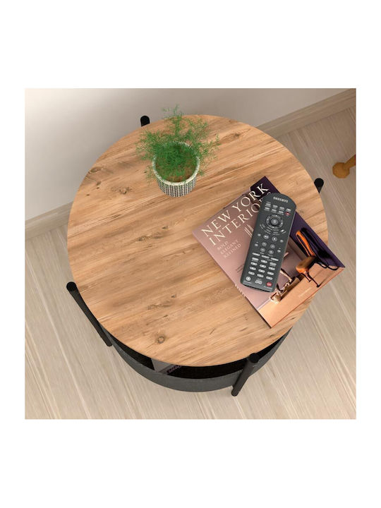 Round Side Table Kalid Pine Oak / Grey L43xW43xH60cm