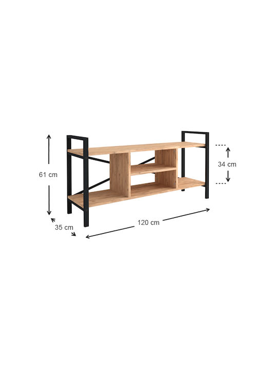 Santana Metal & Wood Brown TV Stand L120xD35xH61cm
