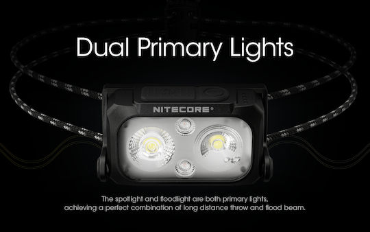 NiteCore Wiederaufladbar Stirnlampe LED IP66 mit maximaler Helligkeit 400lm NU25UL Schwarz