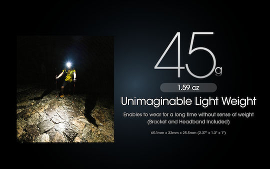 NiteCore Wiederaufladbar Stirnlampe LED IP66 mit maximaler Helligkeit 400lm NU25UL Schwarz