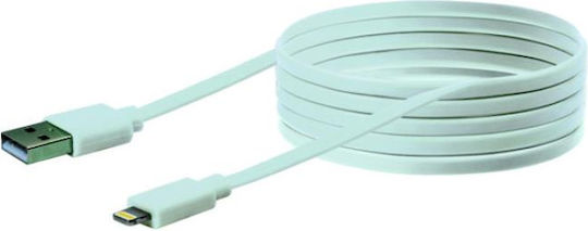 Schwaiger Flat USB-A to Lightning Cable Λευκό 2m (LKF200L532)