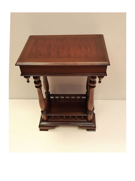 Rectangular Solid Wood Side Table Brown L59xW42xH77cm