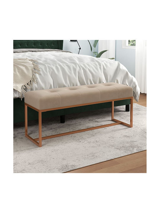 Stool Bench Stool Upholstered with Velvet Beige 110x36x45cm