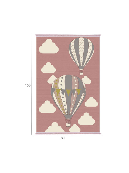 HomeMarkt ΑΕΡΟΣΤΑΤΑ Kinder Teppich Wolken Rosa 80x150cm