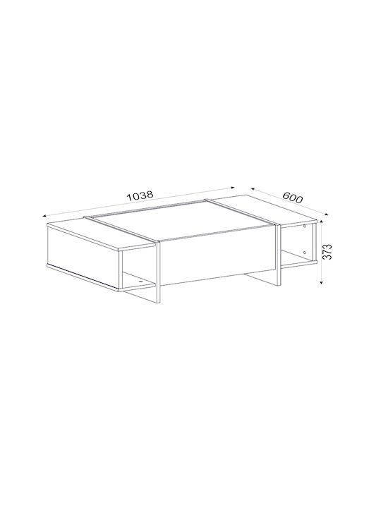 Rectangular Central Coffee Table Veyron Wooden Black Marble Effect L104xW60xH37.3cm GP042-0066 1