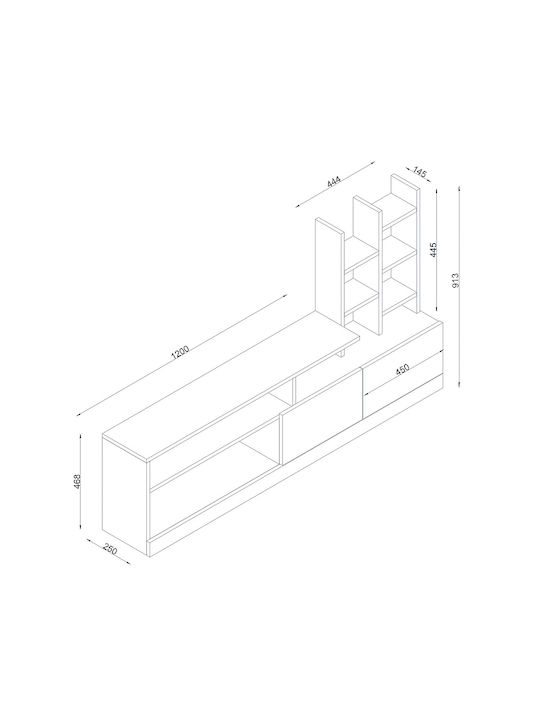 Unitate TV pentru sufragerie Pesaro Alb L165xA25xÎ91.3buc