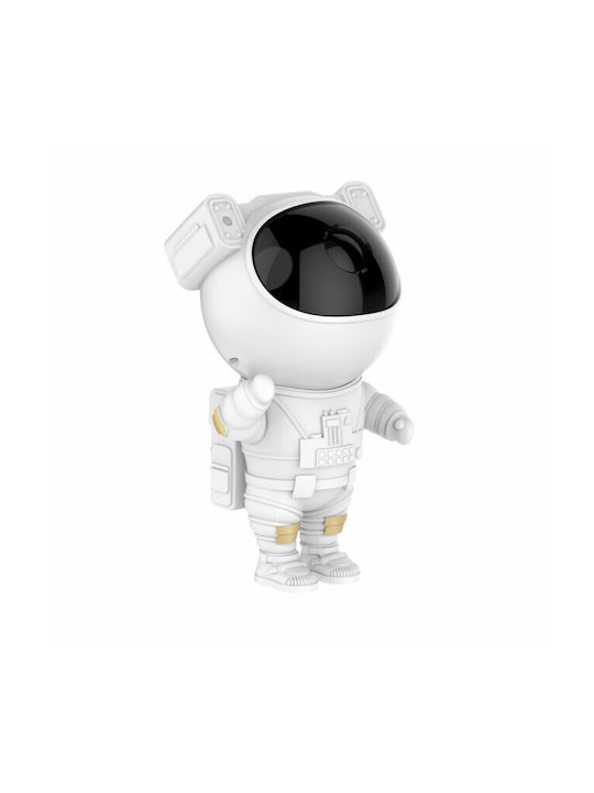 Lampă de proiecție pentru copii Astronaut cu Schimbări de Culori Alb 12x11.3x22.8εκ.