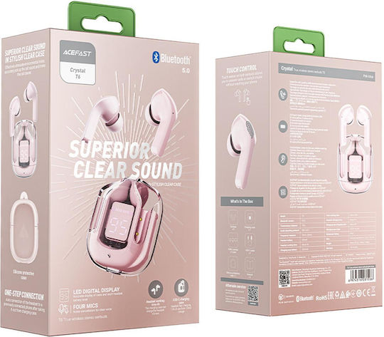 Acefast T6 In-ear Bluetooth Handsfree Căști cu Rezistență la Transpirație și Carcasă de Încărcare Pink Lotus