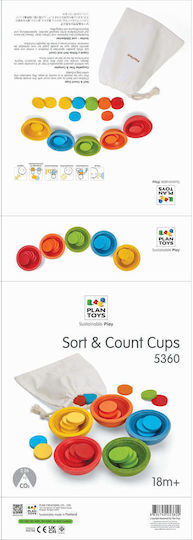 Plan Toys Βρεφικό Παιχνίδι Sort & Count Cups από Ξύλο για 18+ Μηνών