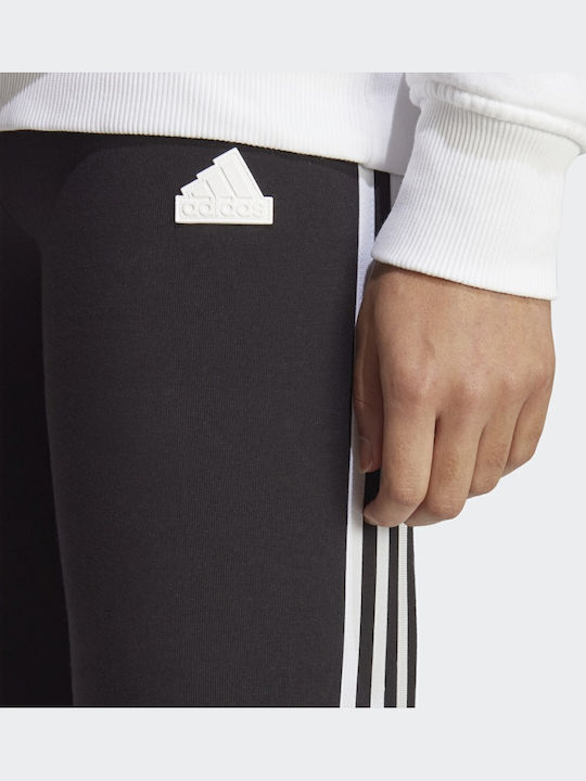 Icons 3-Stripes Running Γυναικείο Cropped Κολάν Μαύρο