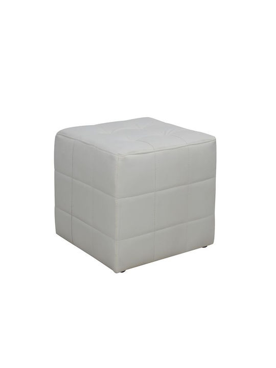 Stool For Living Room Upholstered with Leatherette Punk White 37x37x35cm