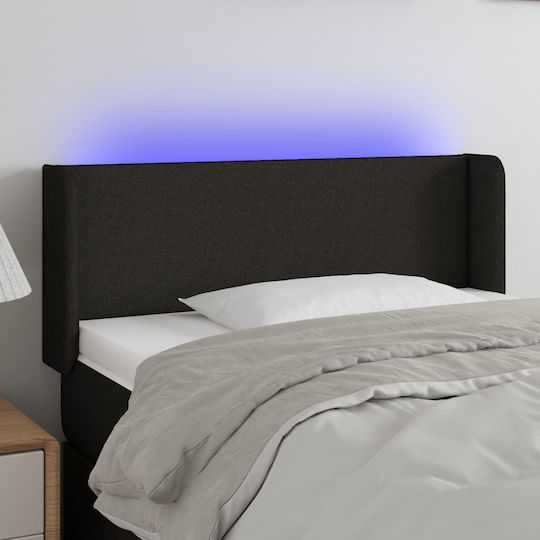 vidaXL Tăblie de Pat cu LED, din Țesătură, Neagră, 103x88 cm