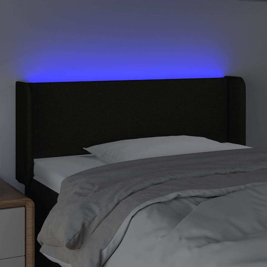 vidaXL Tăblie de Pat cu LED, din Țesătură, Neagră, 103x88 cm