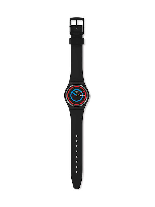 Swatch Unisex Men's Watch 41mm Battery with Black Rubber Strap