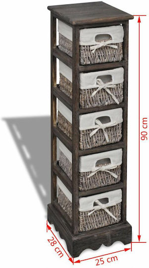 Storage Drawers from Wood & Wicker Brown M25xW28xH90cm