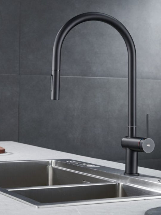 Imex Berna Tall Kitchen Faucet Counter with Shower Black