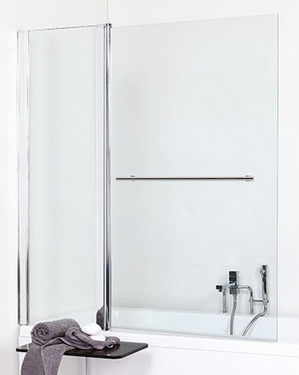 Crown 7100 Duschwand Badewanne 126x140cm Klarglas Chrom