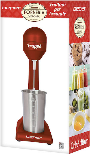 Beper Milk Frother Tabletop 100W with 2 Speed Level Red