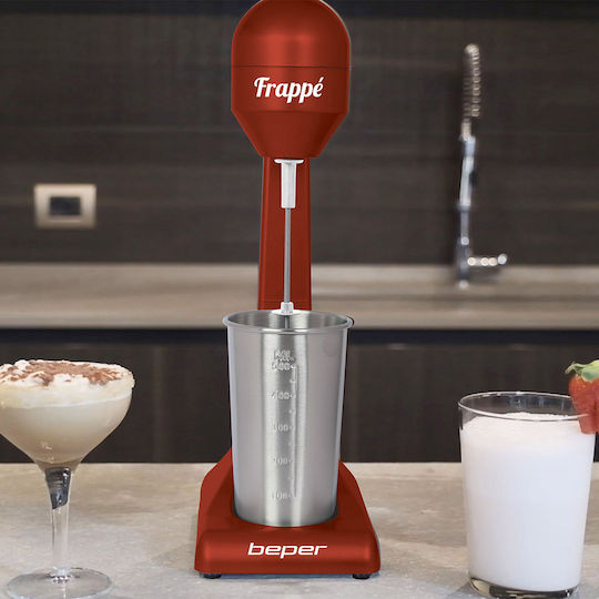 Beper Milk Frother Tabletop 100W with 2 Speed Level Red