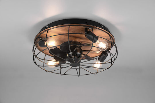 Trio Lighting Trondheim Ανεμιστήρας Οροφής 48cm με Φως και Τηλεχειριστήριο Μαύρος