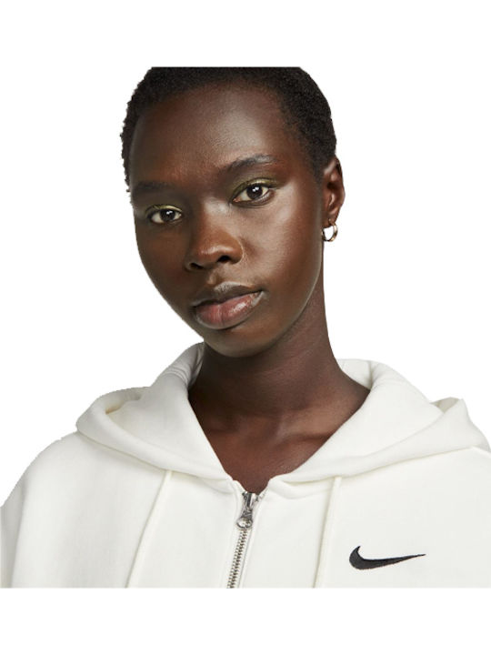 Long Women's Sweatshirt Jacket Hooded White