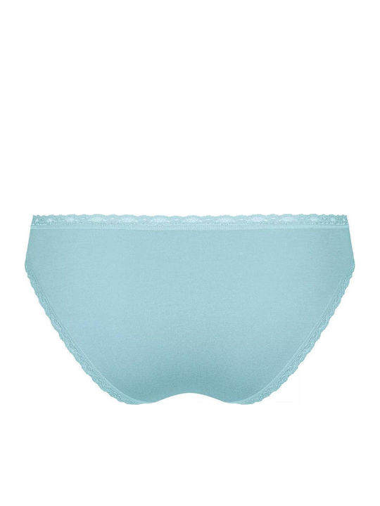 24/7 Weekend Tanga Βαμβακερά Women's Slip 3Pack with Lace Blue / Ciel / Black