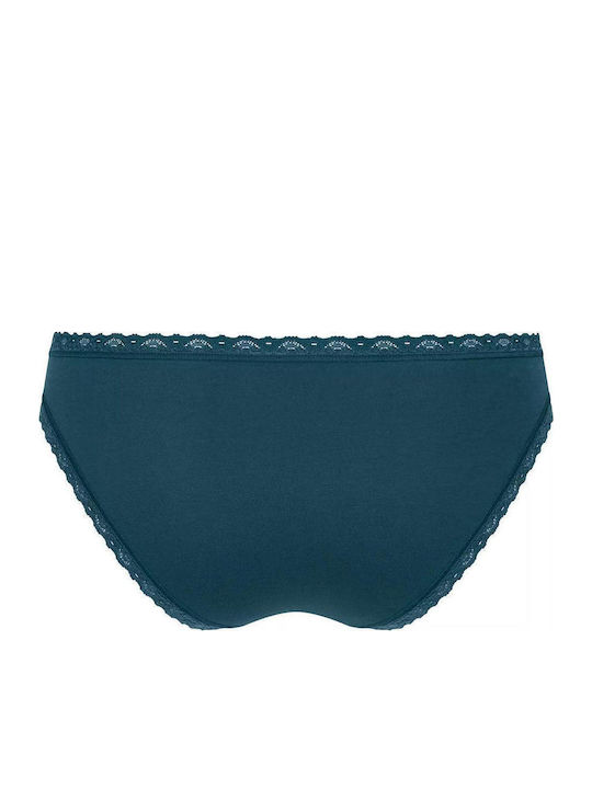 24/7 Weekend Tanga Βαμβακερά Women's Slip 3Pack with Lace Blue / Ciel / Black