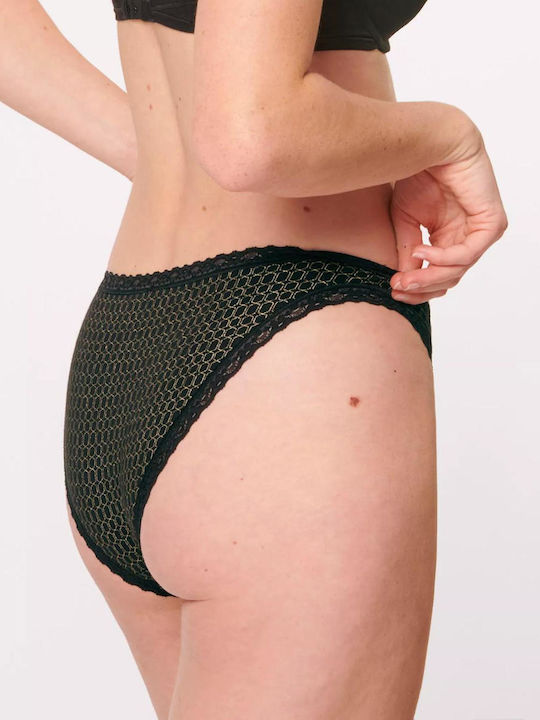 24/7 Weekend Tanga Βαμβακερά Women's Slip 3Pack with Lace Blue / Ciel / Black