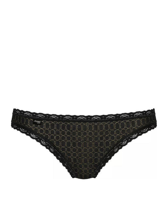24/7 Weekend Tanga Βαμβακερά Women's Slip 3Pack with Lace Blue / Ciel / Black