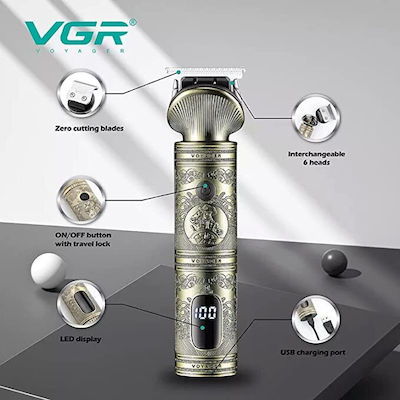 VGR 6in1 Grooming Kit Επαναφορτιζόμενη Κουρευτική Μηχανή Χρυσή V-106