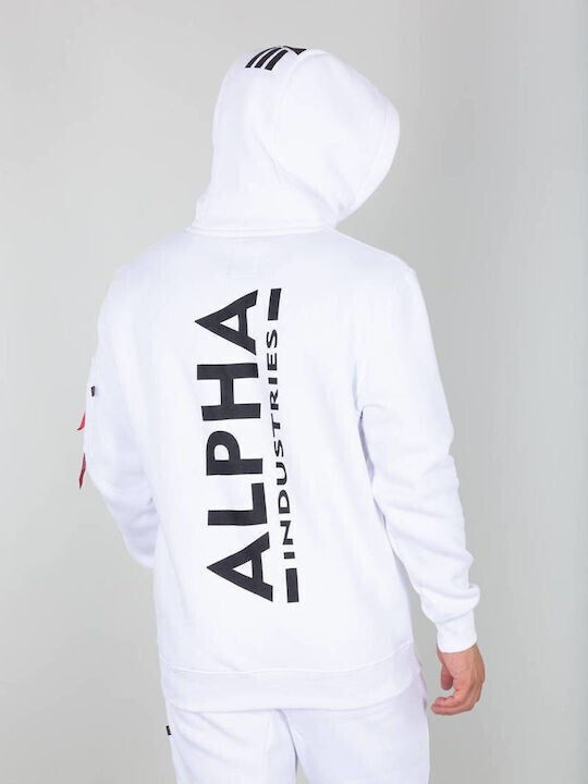 Alpha Industries Men's Sweatshirt with Hood and Pockets White