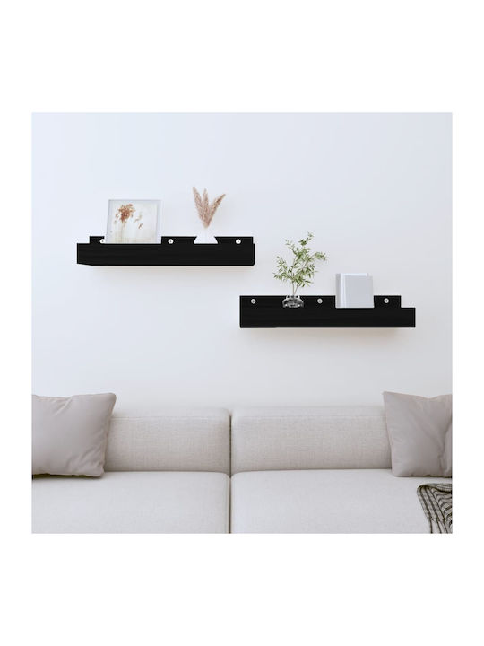 Shelves Wall Black 2pcs 50x12x9cm