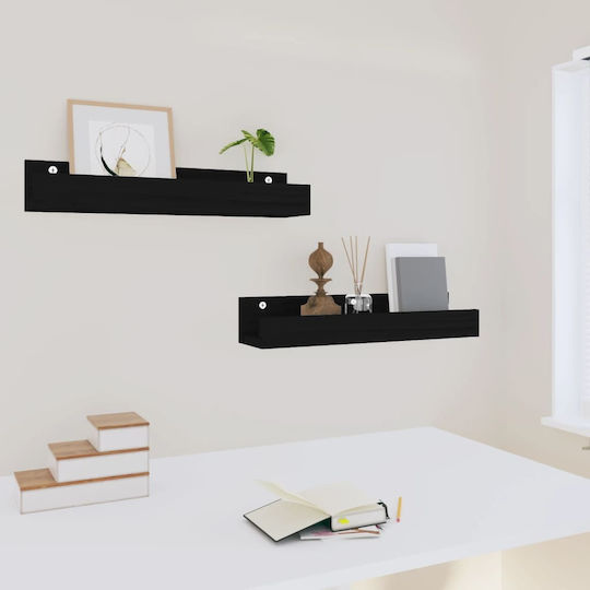 Regale Wand Schwarze 2Stück 50x12x9cm
