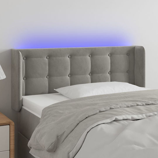 vidaXL LED Bed Headboard Fabric Light Grey 103x88cm