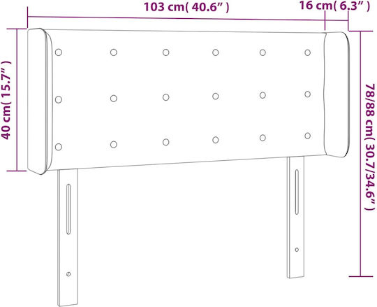 vidaXL LED Bed Headboard Fabric Light Grey 103x88cm